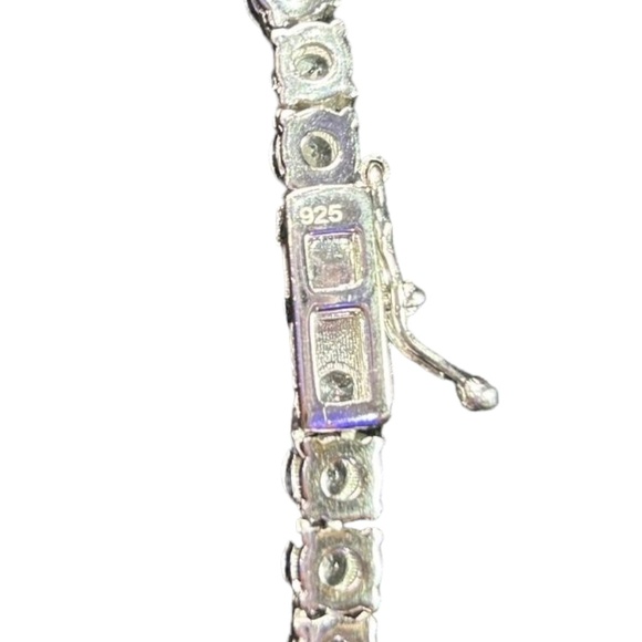 925 Sterling Silver Tennis Necklace With Cubic Zirconia 16” Long - Picture 6 of 8